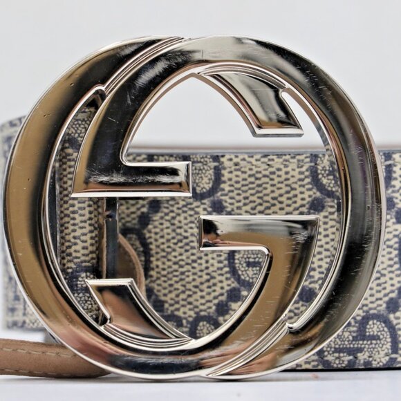 GUCCI Blue & Beige GG Marmont Belt 411924 Size 90/36 US - Picture 4 of 16